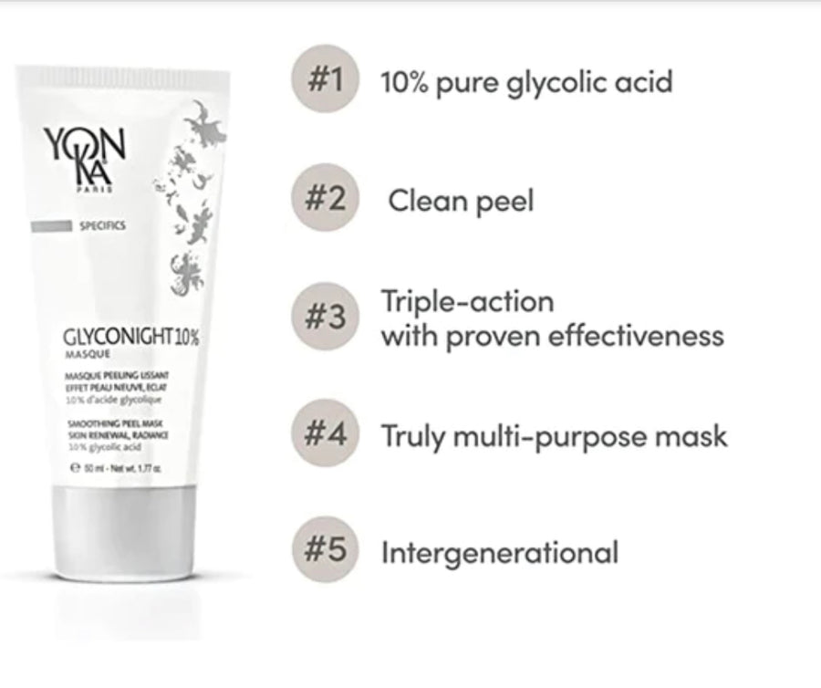 GLYCONIGHT 10% MASQUE

The clean peel with 10% pure glycolic acid